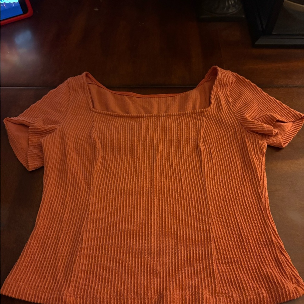 Orange Ribbed Women's Top